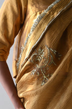 Kurkuri Saree in Gold Crushed Tissue