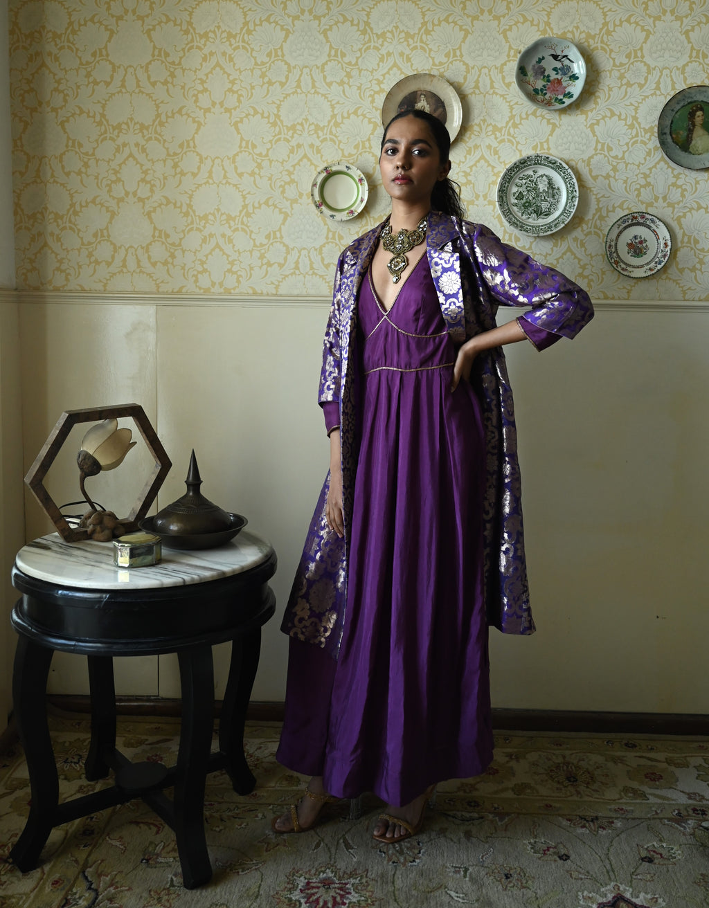 Princess Maxi Dress in Purple Silk