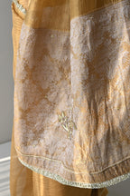 Kurkuri Saree in Gold Crushed Tissue