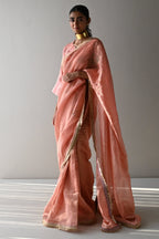 Sameena Saree in Rose Pink Stripes