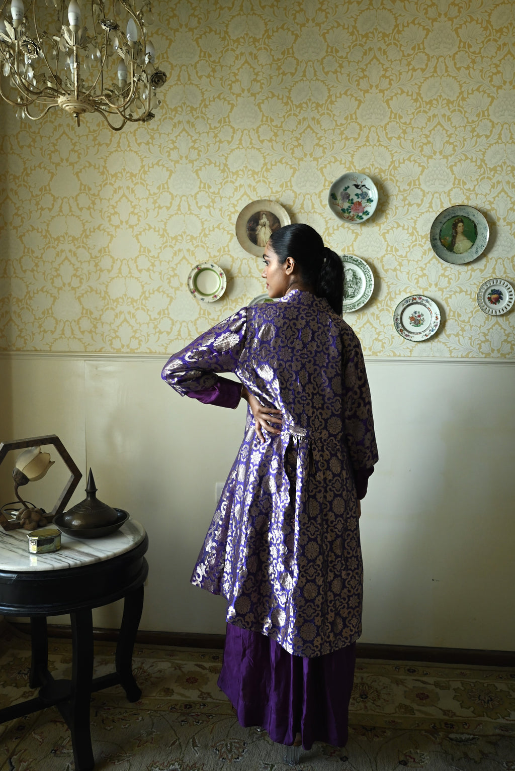 Shally Jacket in Purple Gujrat Brocade