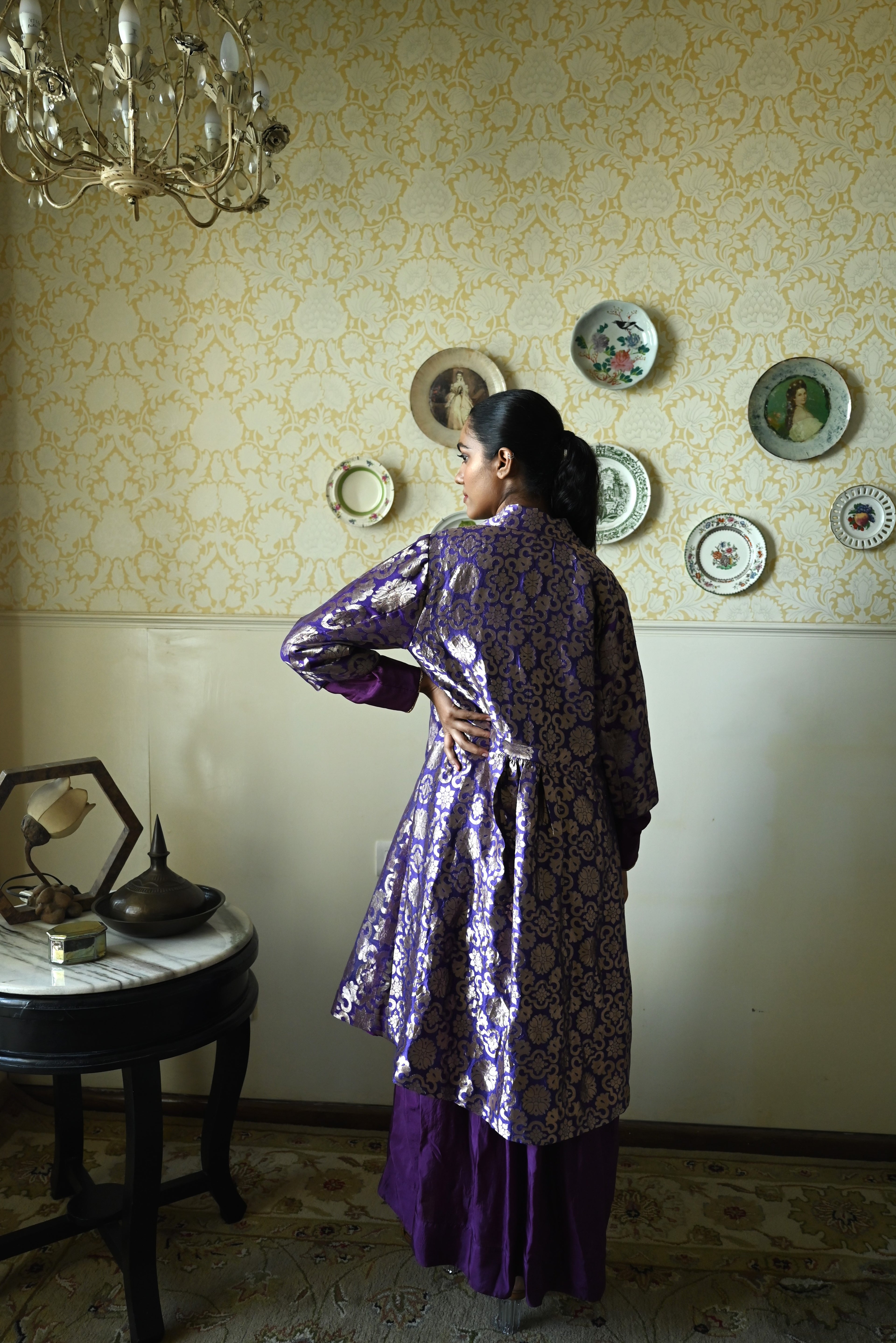 Shally Jacket in Purple Gujrat Brocade