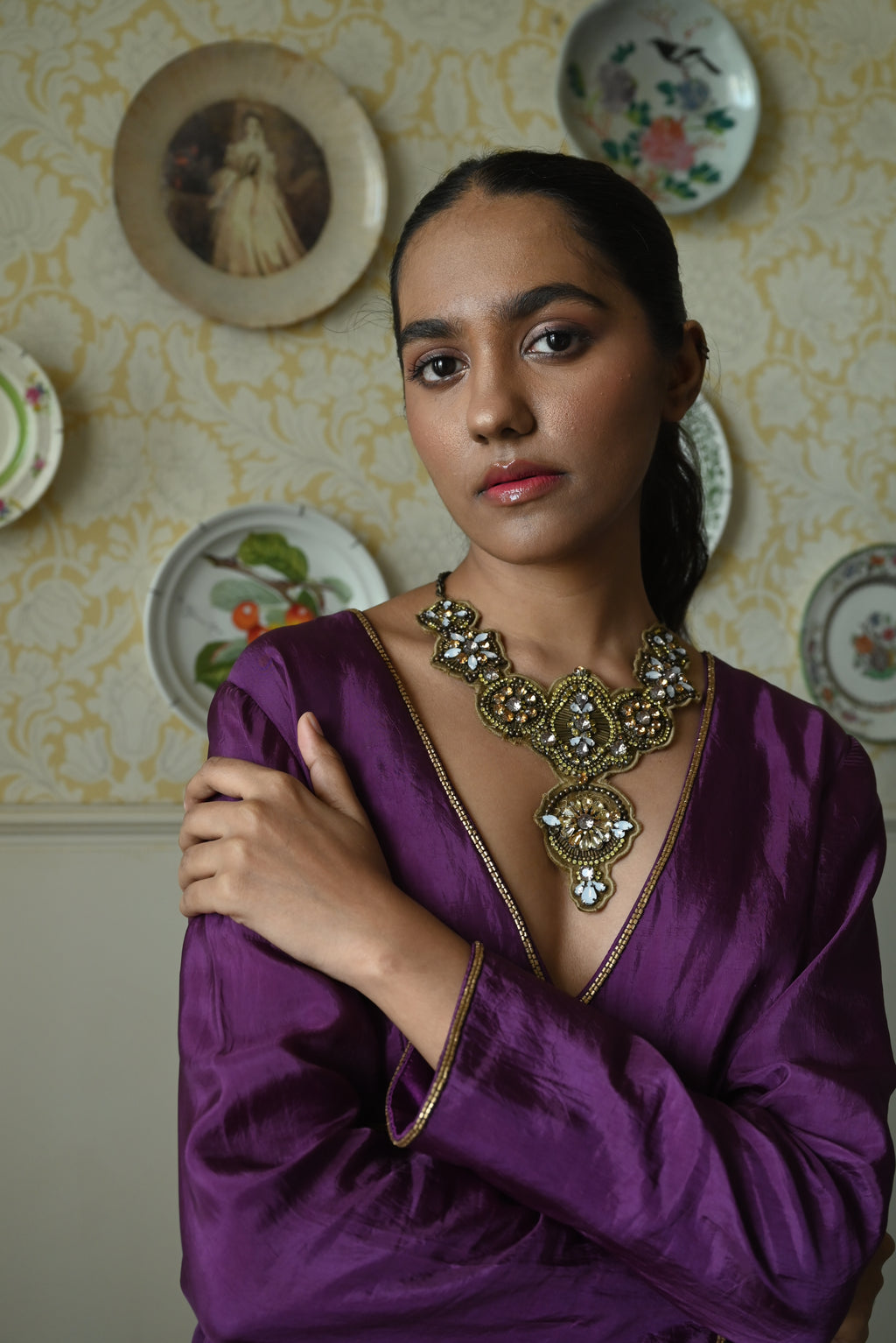 Princess Maxi Dress in Purple Silk