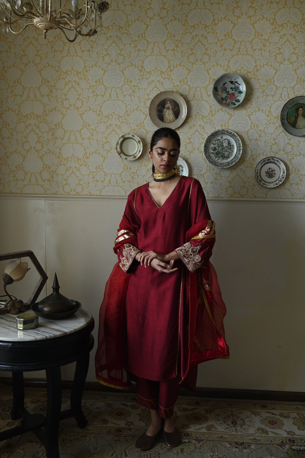 Anaar Dupatta in Red Organza