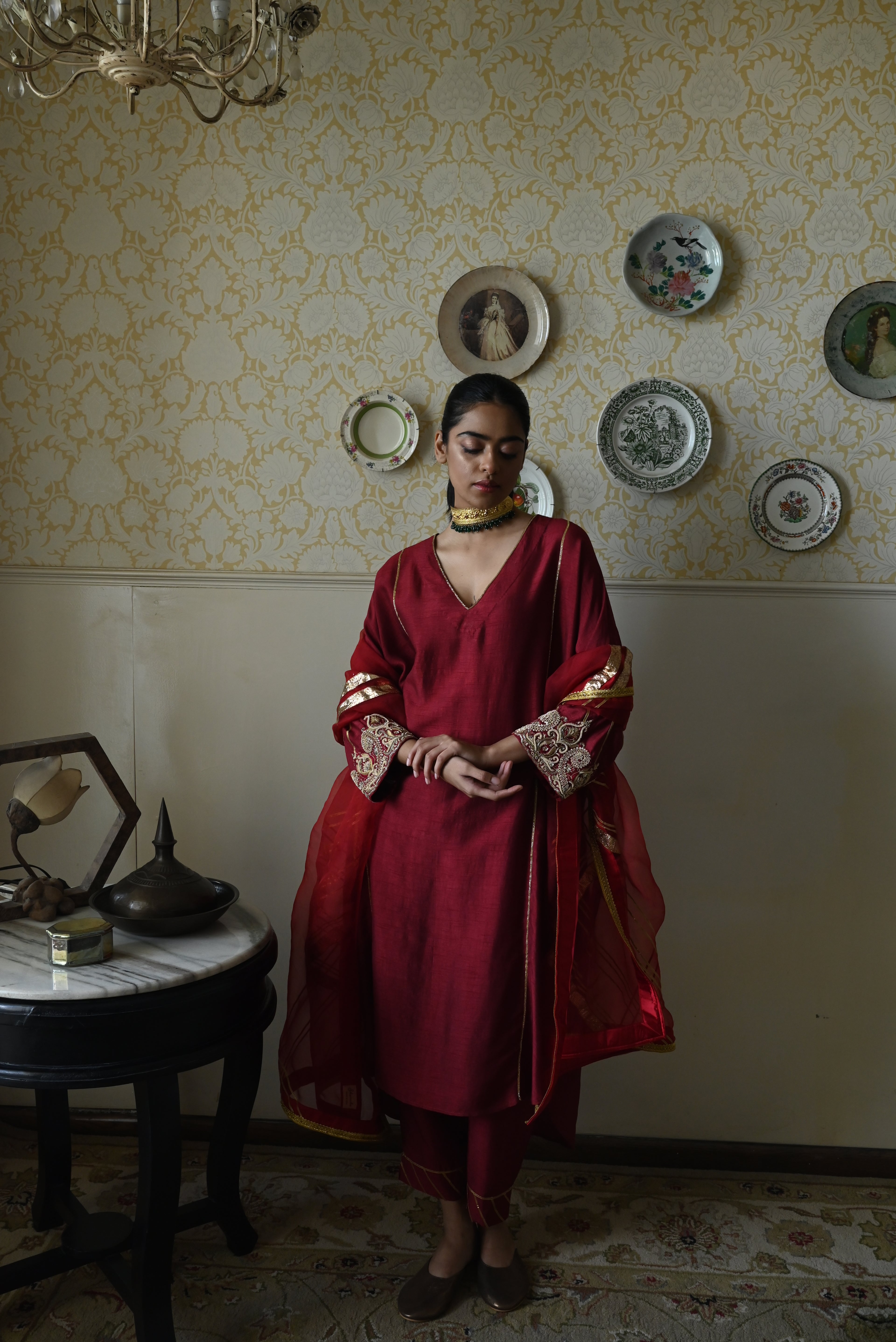 Anaar Dupatta in Red Organza