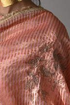 Sameena Saree in Rose Pink Stripes