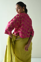 Sameena Saree in Neon Green Stripes