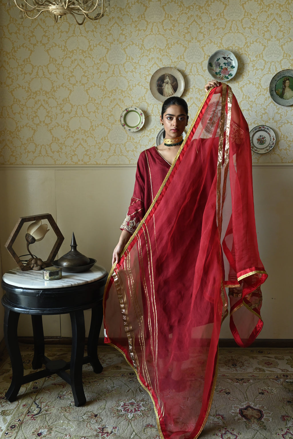 Anaar Dupatta in Red Organza