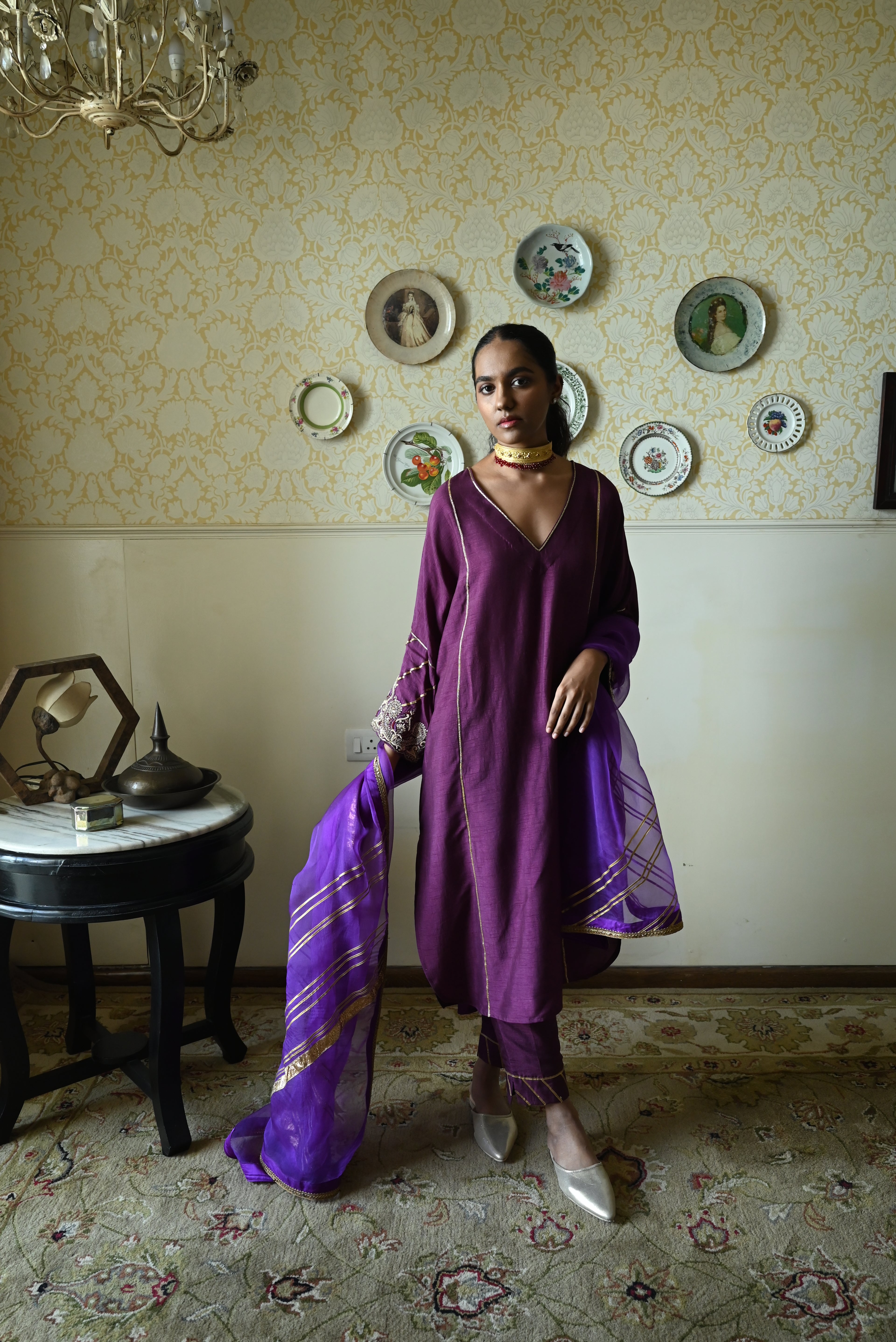 Anaar Dupatta in Purple Organza