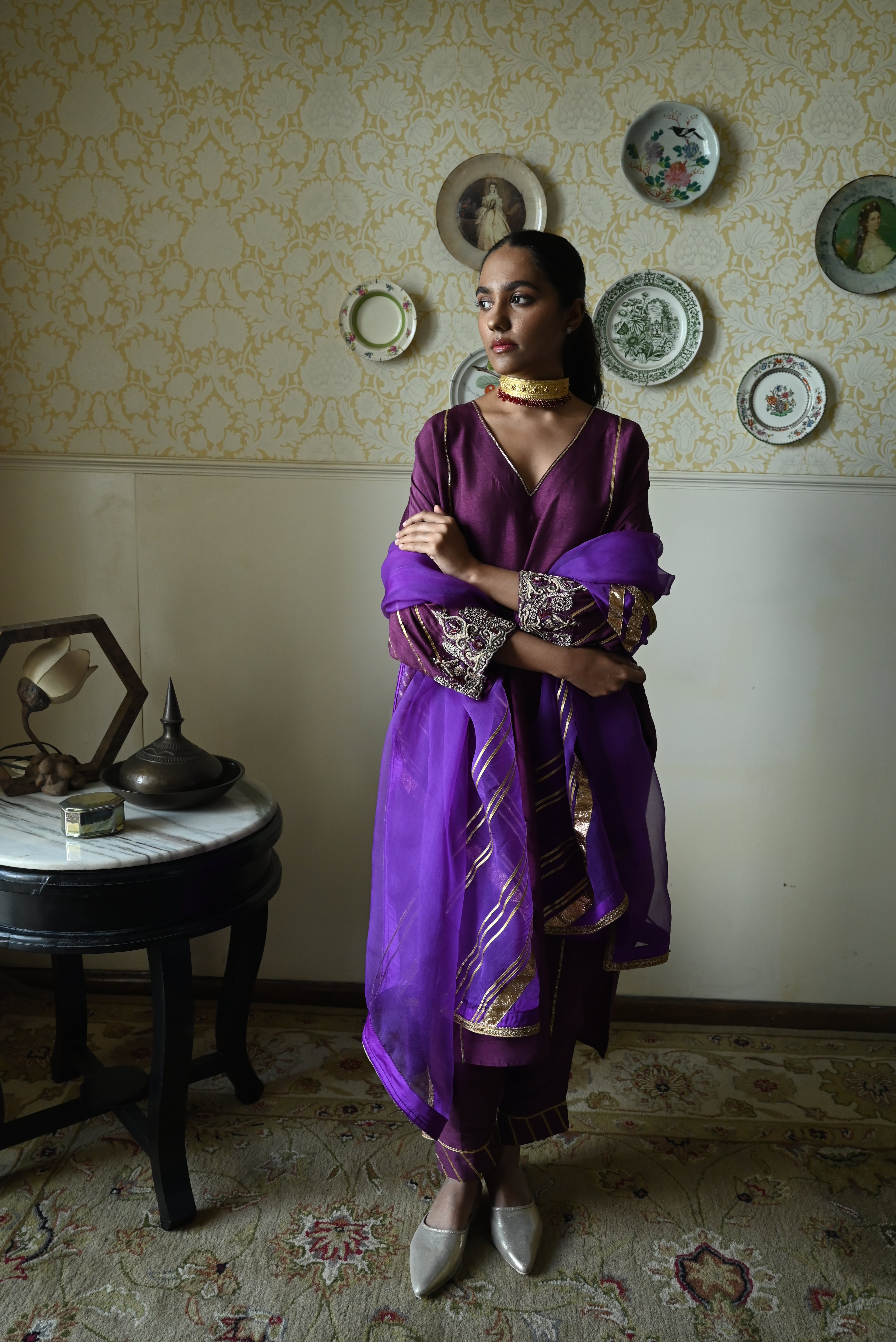 Anaar Dupatta in Purple Organza