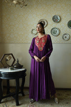 Vani choga in Purple Raw Silk with Brown Tannu yoke