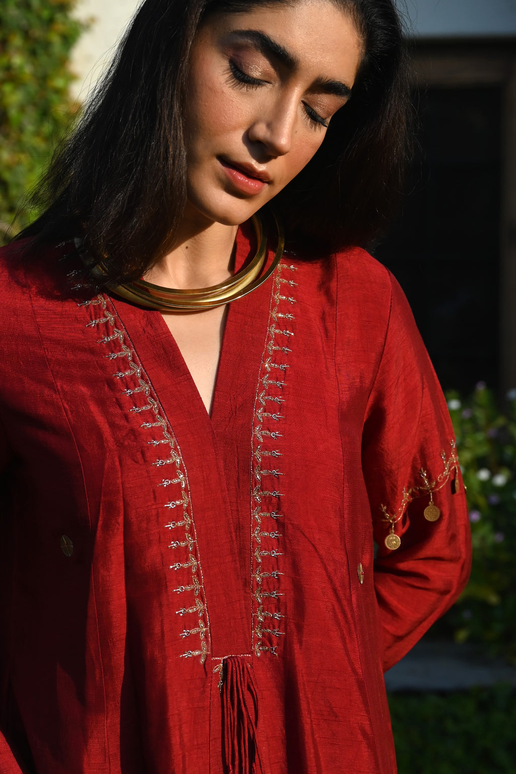 Boho Banjarra Dress in Red Silk