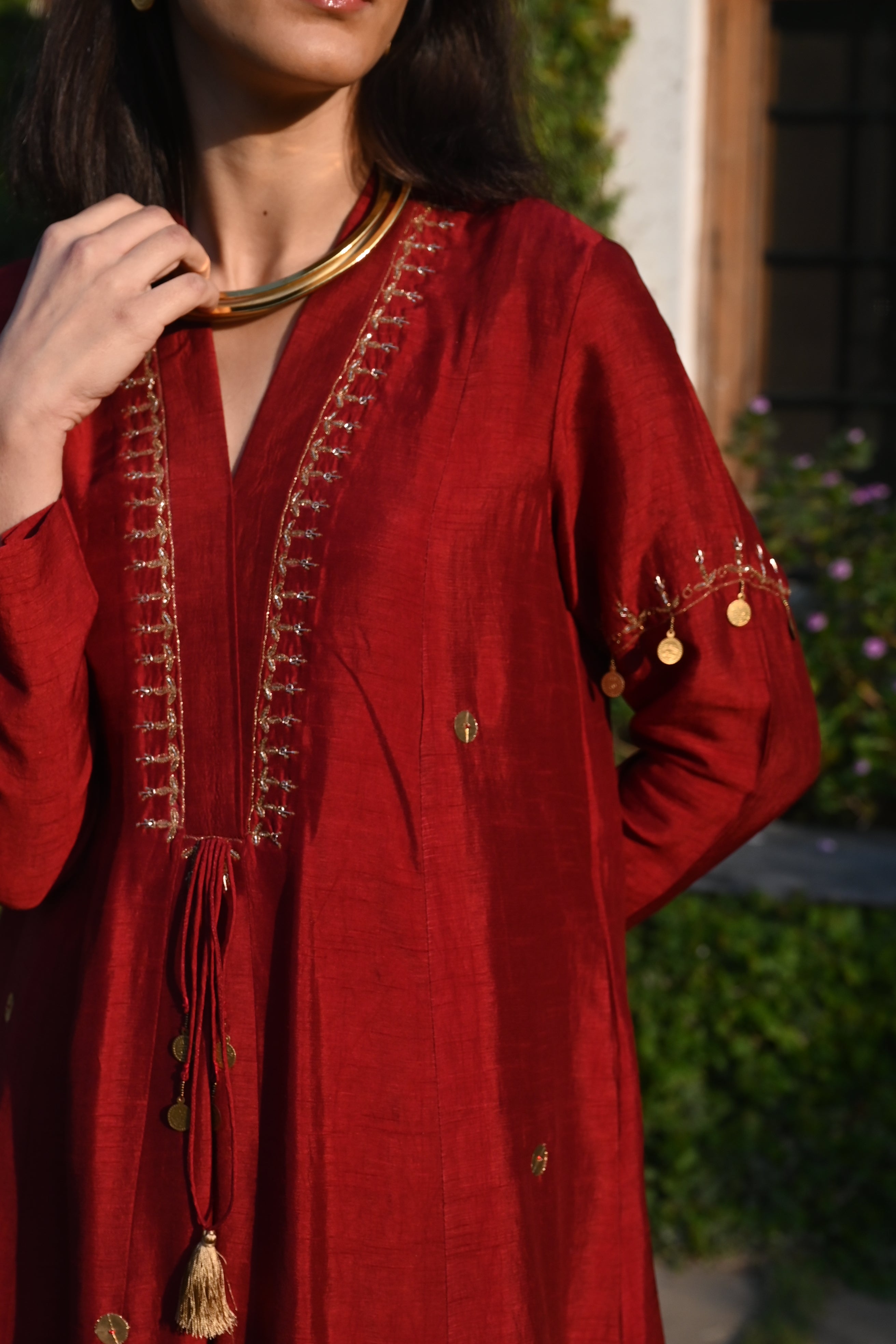 Boho Banjarra Dress in Red Silk