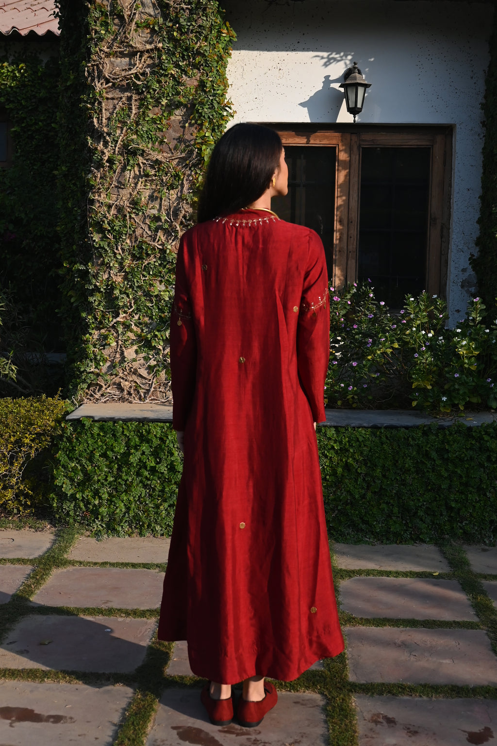 Boho Banjarra Dress in Red Silk