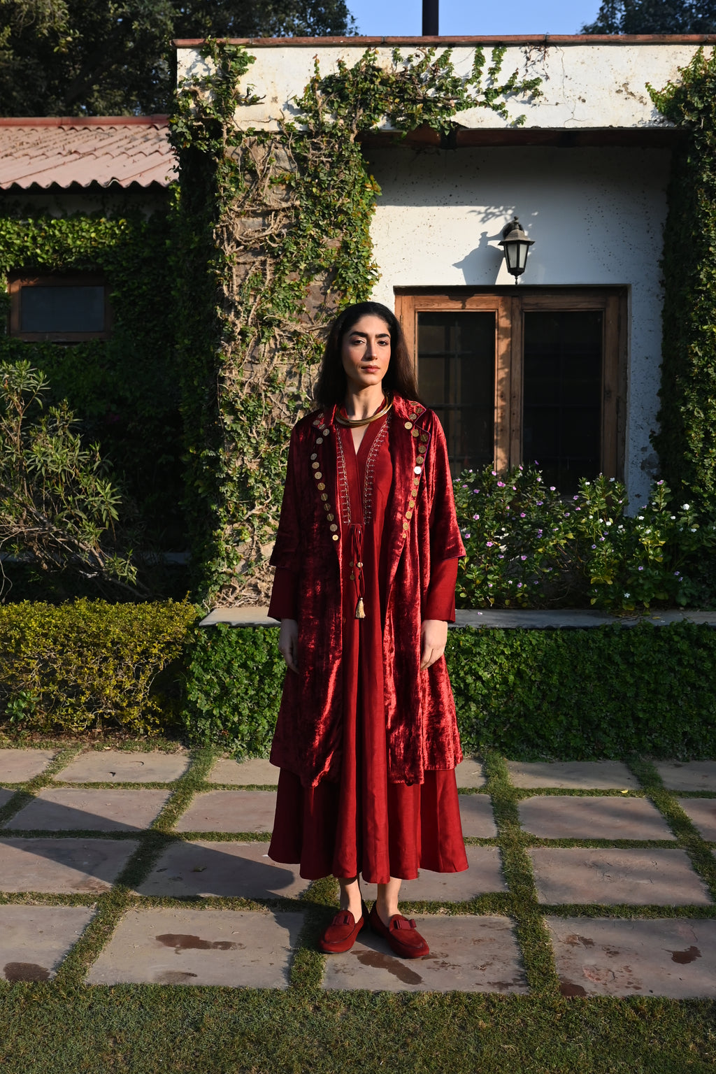 Boho Banjarra Dress in Red Silk