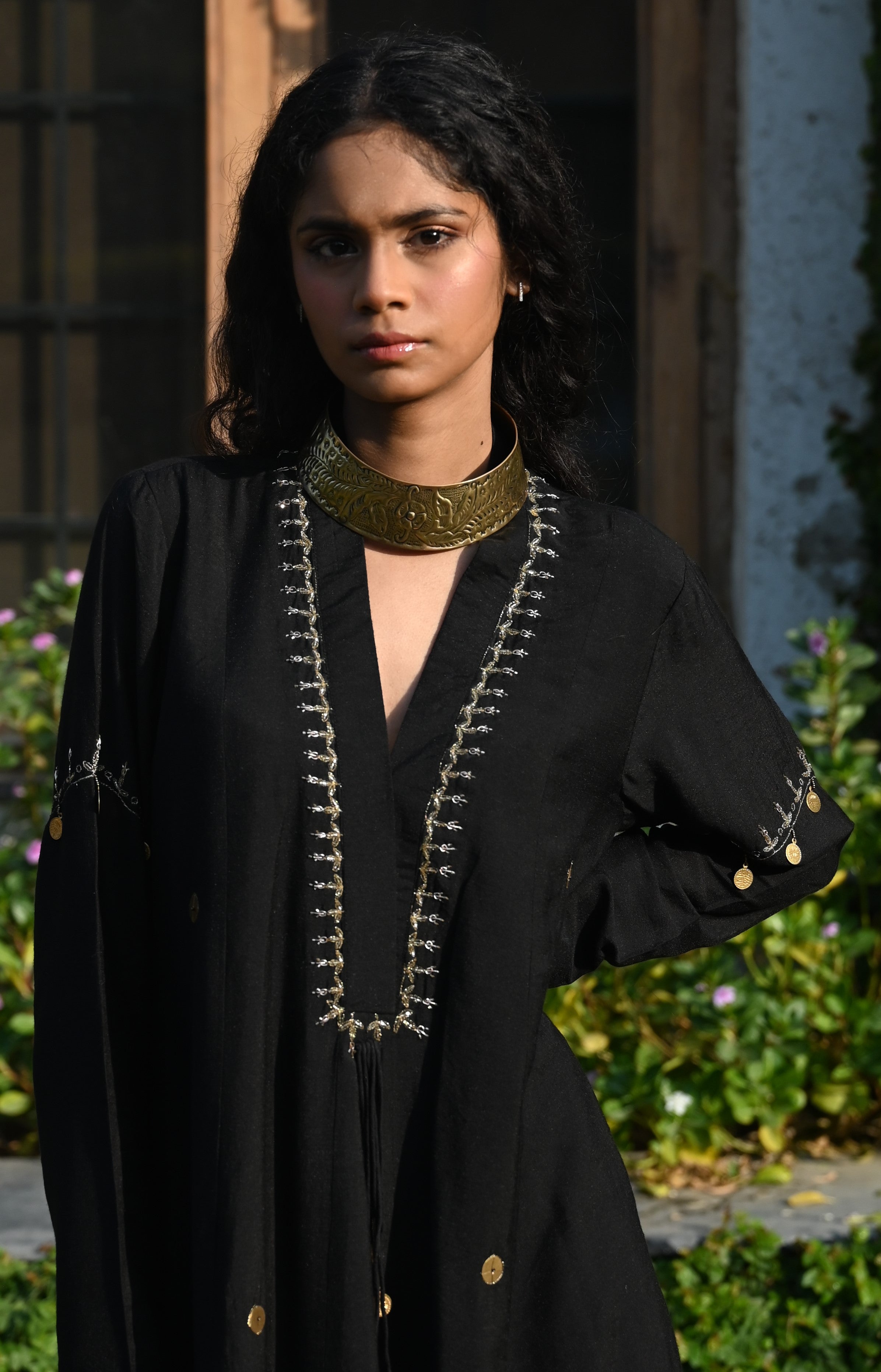 Boho Banjarra Dress in Black Silk