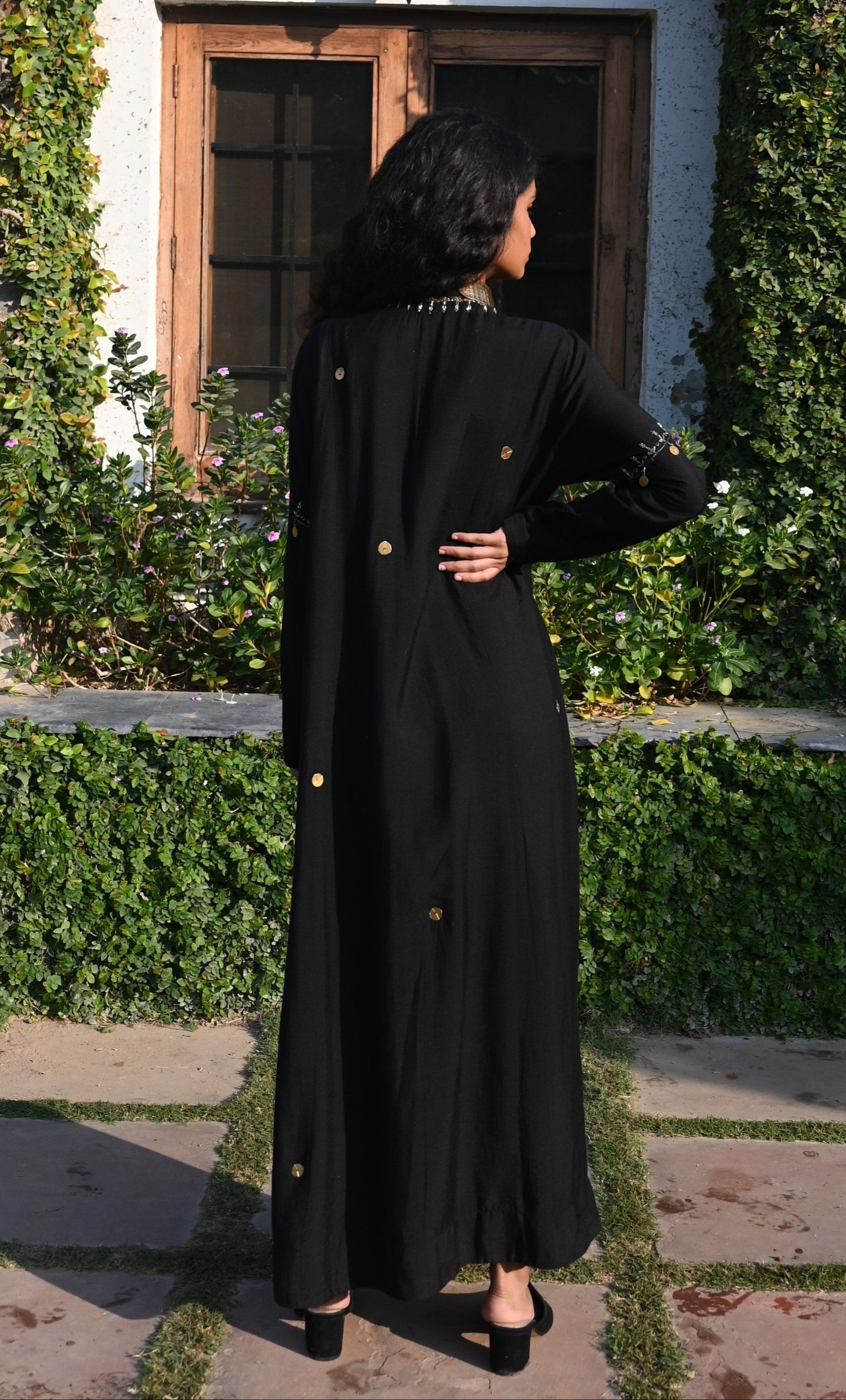 Boho Banjarra Dress in Black Silk