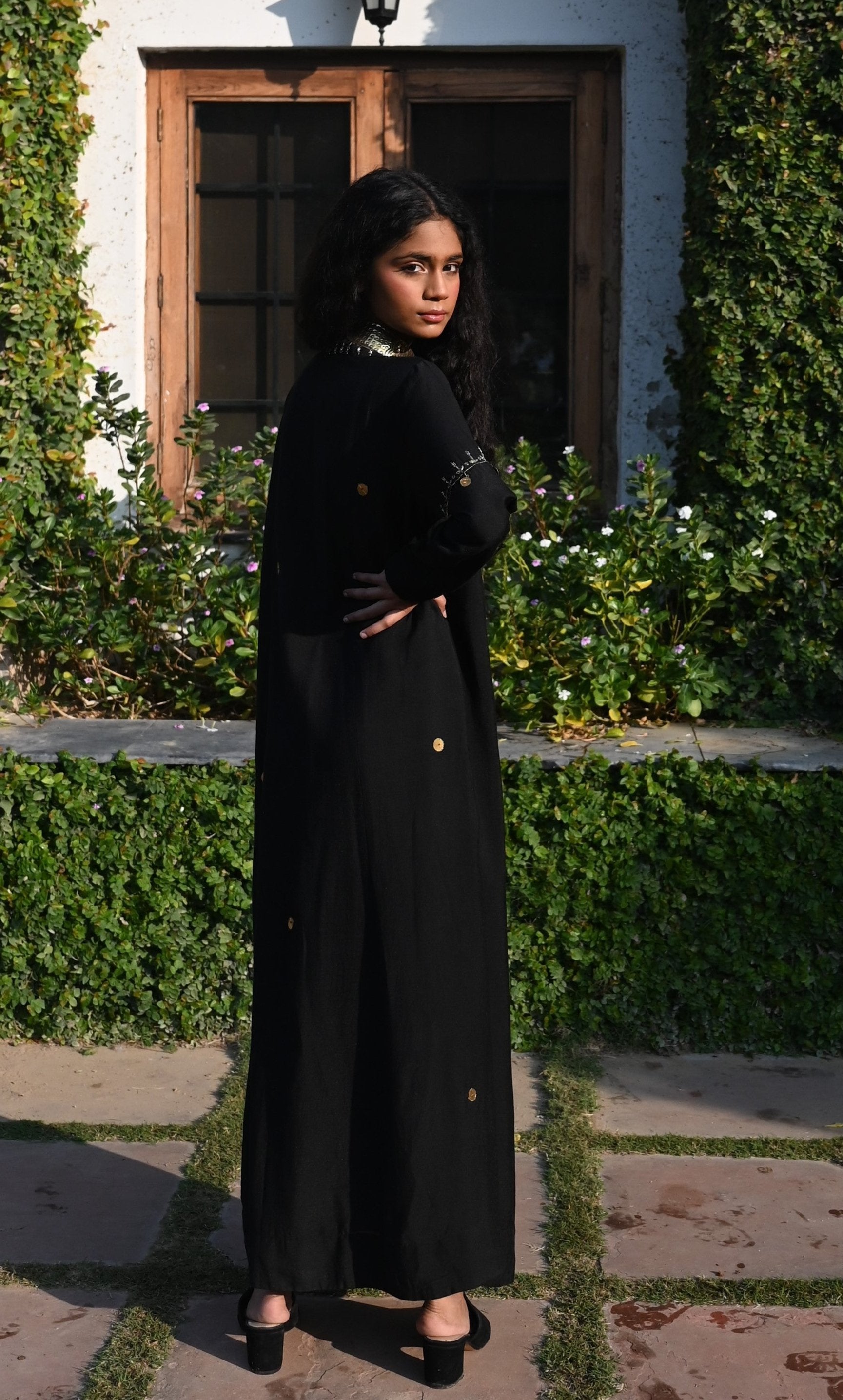 Boho Banjarra Dress in Black Silk