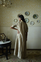 Sashiko Anarkali in Chai Beige Tissue