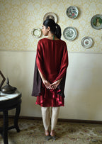 Begum Cape in Brown Silk with Dhoti Pant