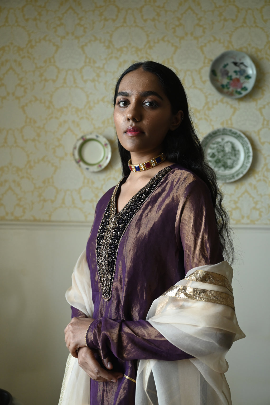 Anaar Dupatta in Ivory Organza