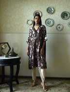 RajBaari kaftan in Brown Tannu jaal with Chai Dhoti Dhoti