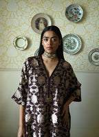 RajBaari kaftan in Brown Tannu jaal with Chai Dhoti Dhoti