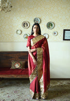Jodhpur Stripe Saree in Red Handloom zari stripe silk