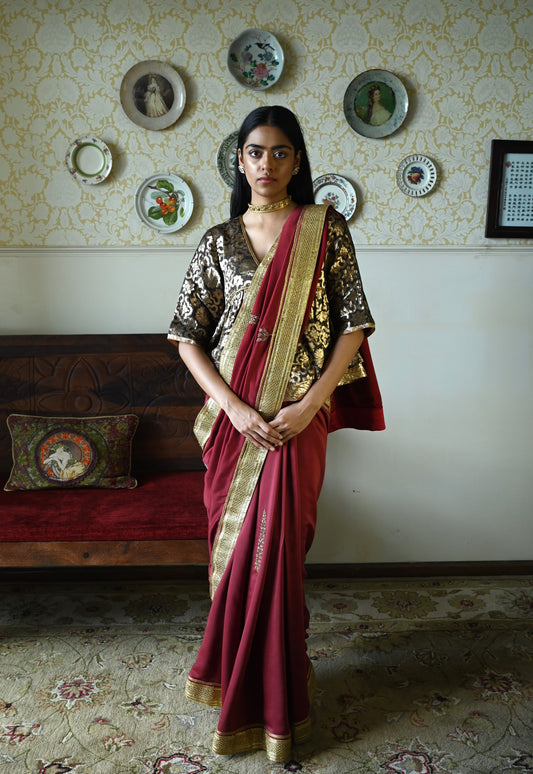 Ashoka Saree in Red Silk