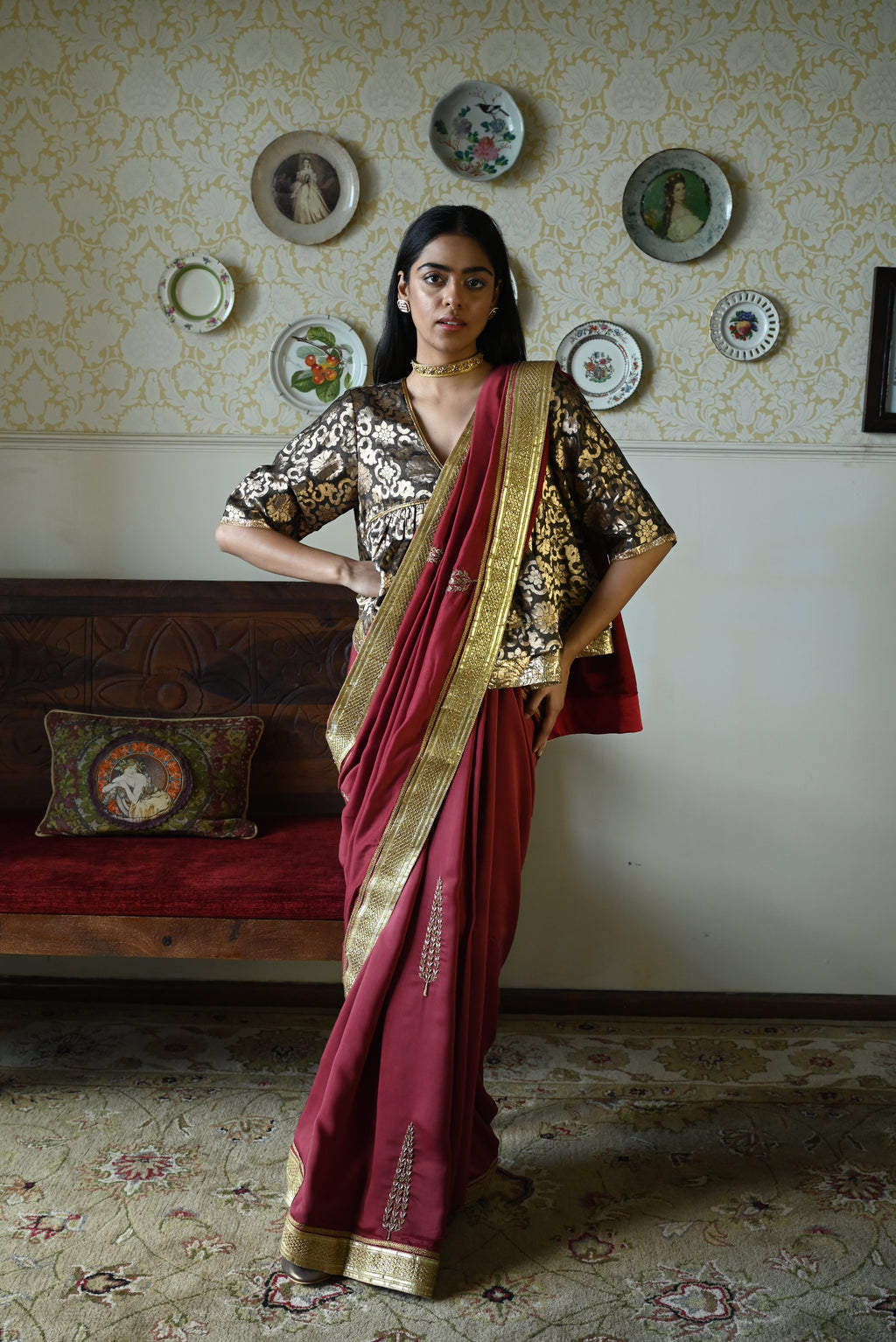 Ashoka Saree in Red Silk
