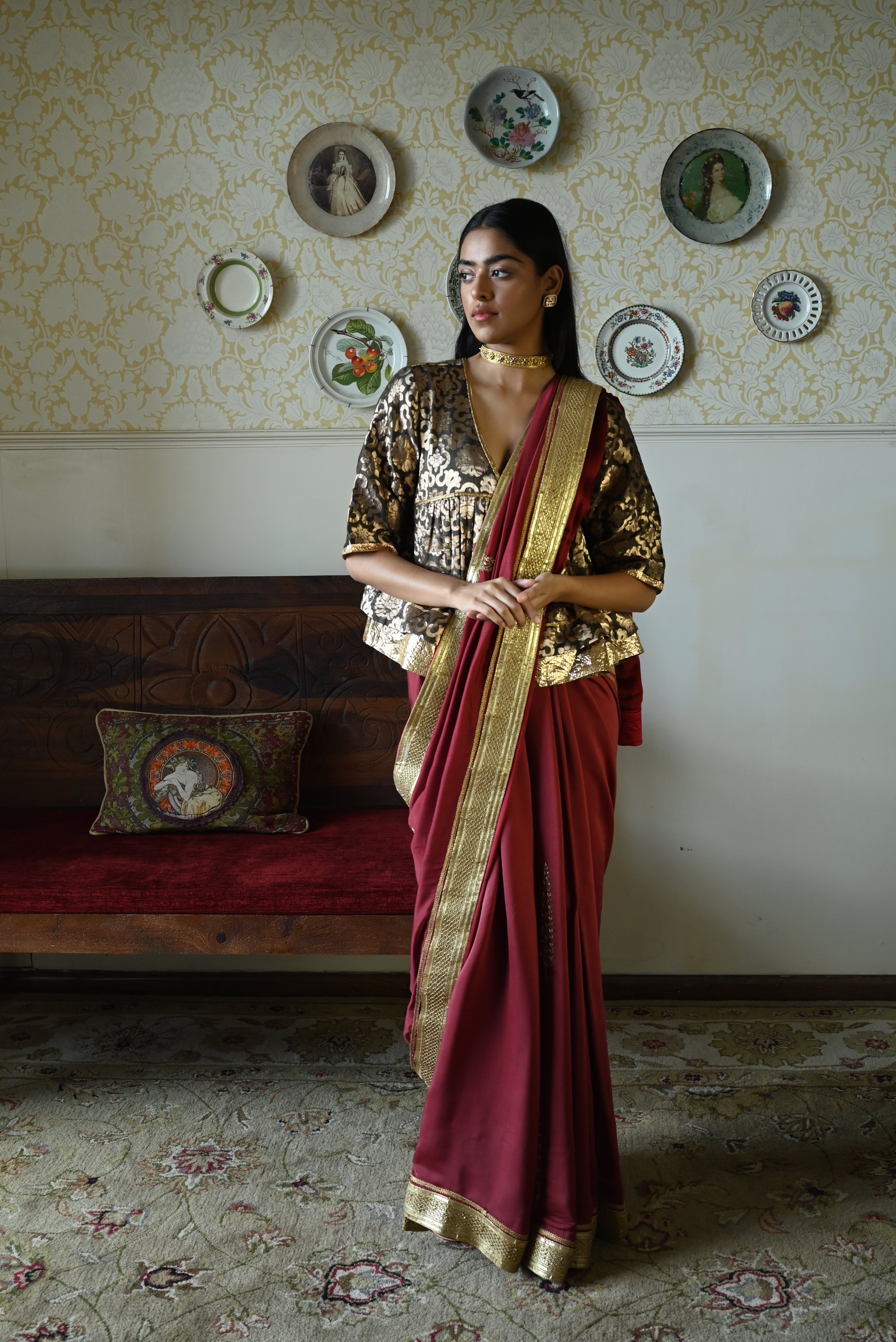 Ashoka Saree in Red Silk