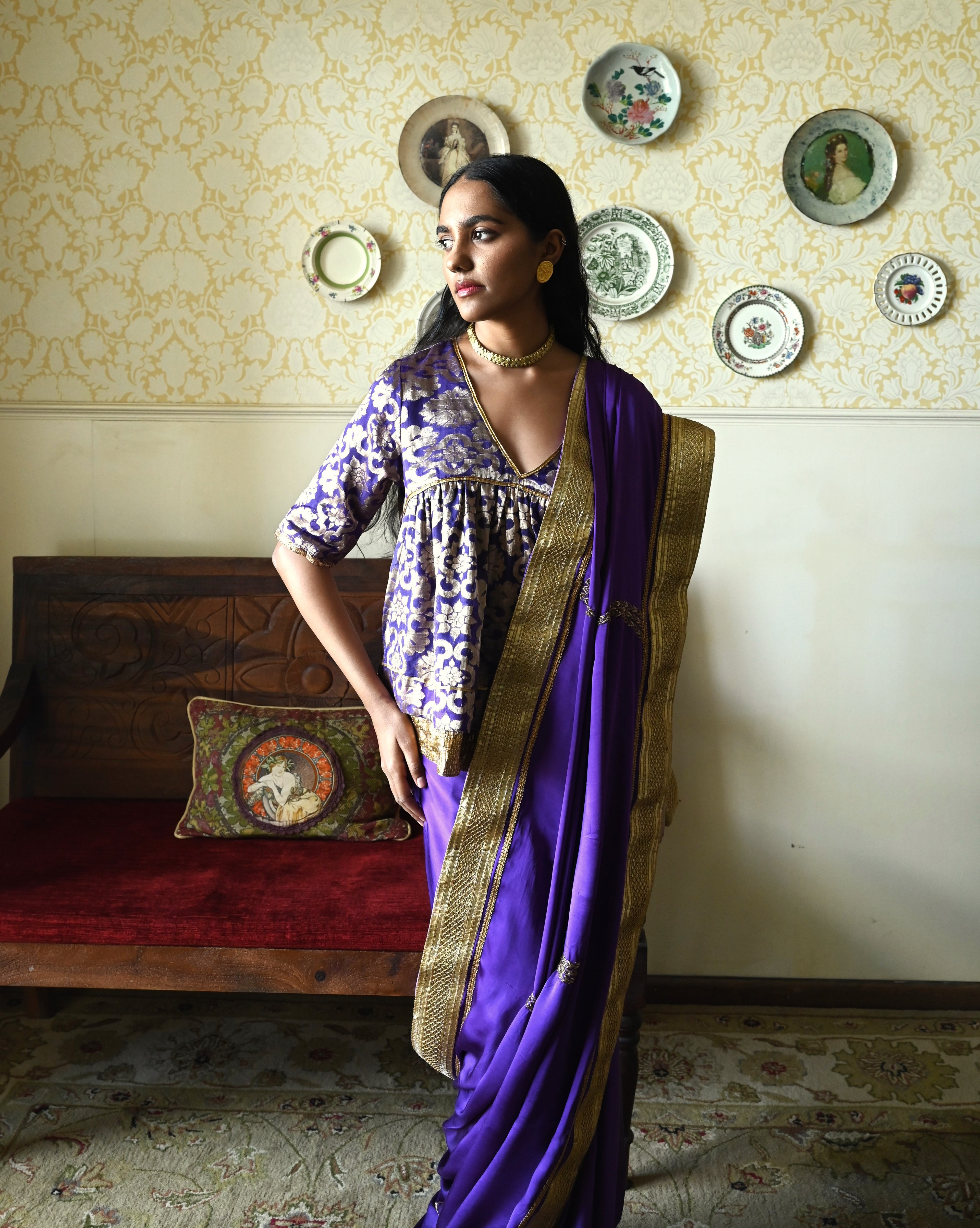 Ashoka Saree in Purple Silk