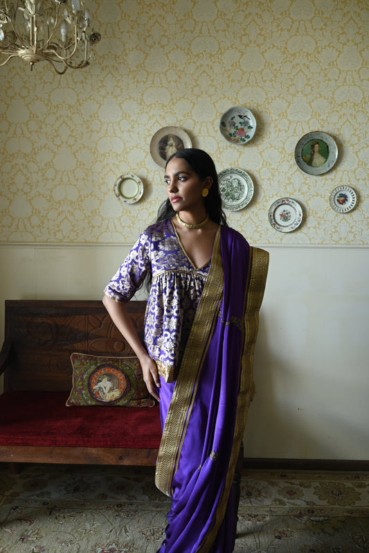 Kediya Blouse in Purple Gujrat Brocade