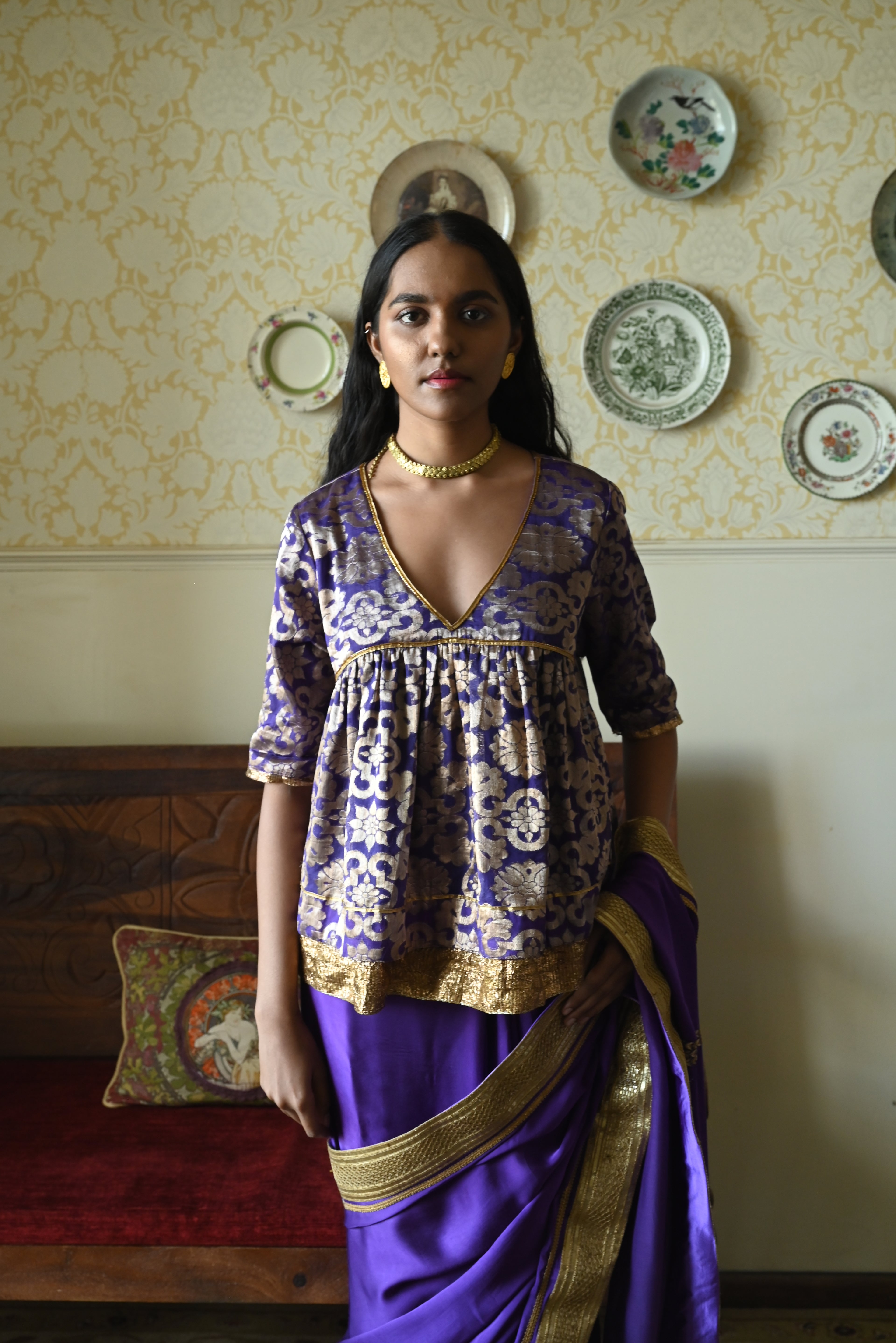 Kediya Blouse in Purple Gujrat Brocade