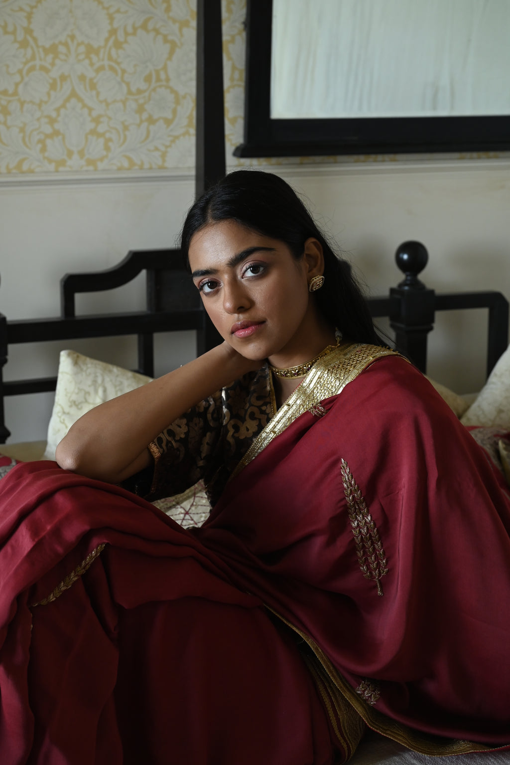 Ashoka Saree in Red Silk