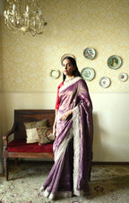 Phuljhari Saree in Purple Pin Stripes