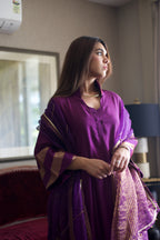 Nandini Oonch Neech in Purple Chanderi with Purple Chanderi Flared Pant