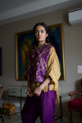 Rajkumari Tabard in Purple Chanderi with Gold Crushed Shirt