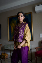 Rajkumari Tabard in Purple Chanderi with Gold Crushed Shirt
