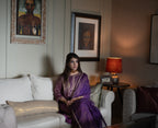 Locket Choga in Purple Pin Stripe with Pant in Purple Silk