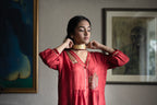 Shama Jacket 2.0 In Red Silk With Gold Silk Pant