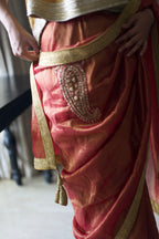 Kolka Saree in Red Tissue