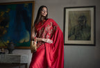 Big Kolka Embroidered Saree in Red