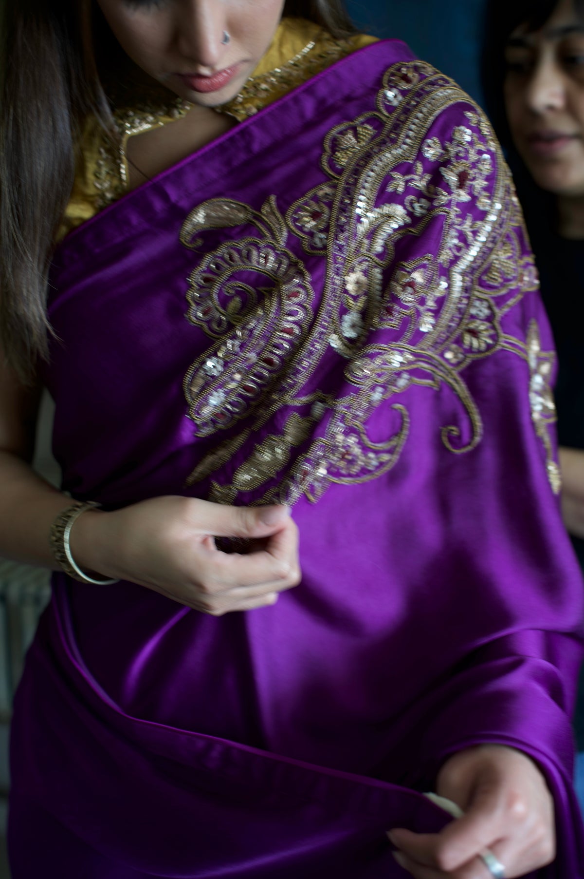 Big Kolka Embroidered Saree in Purple