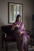 Turkish Ashoka Saree in Purple Pin Stripe