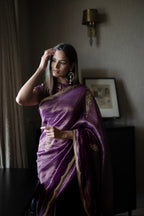 Turkish Ashoka Saree in Purple Pin Stripe