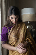Turkish Ashoka Saree in Gold Pin Stripe
