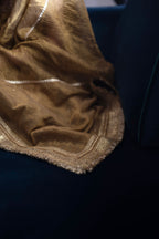 Ahana Diagonal Saree in Gold Crushed Tissue and Tissue
