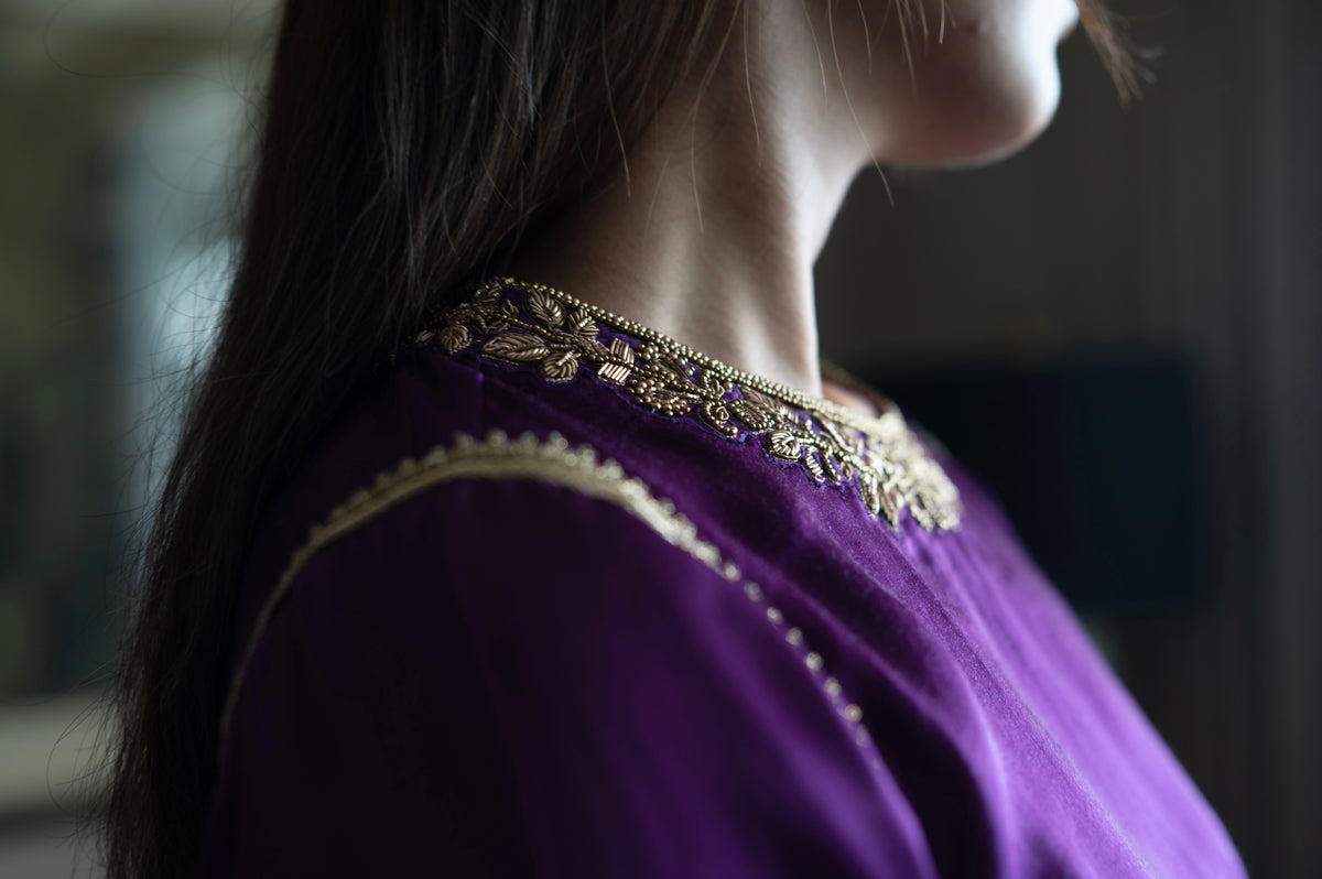 Jhanvi Blouse in Purple  Silk Satin