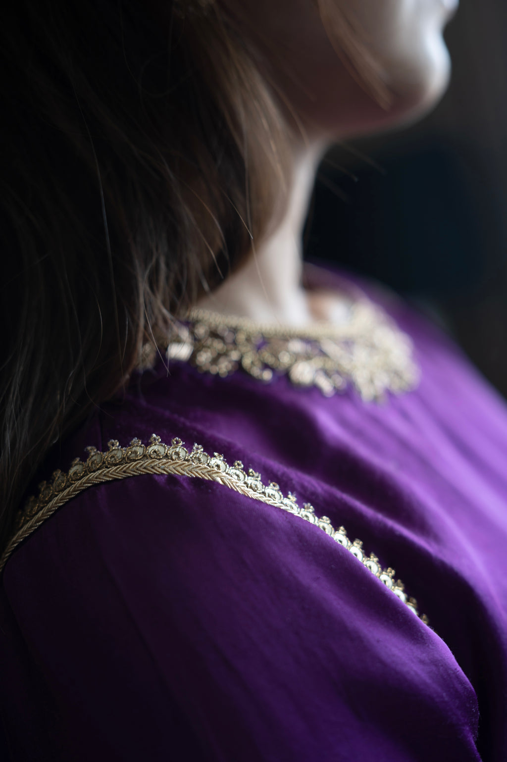 Jhanvi Blouse in Purple  Silk Satin